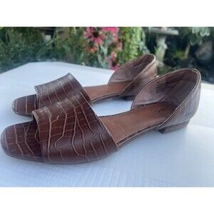 B.O.C. Women's 8 Brown Evandeline Croc Embossed D'Orsay Flats Sandal